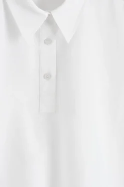 ABGERUNDETES HEMDKLEID AUS LEINEN-BAUMWOLL-MIX