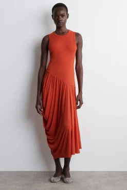 ASYMMETRISCHES, DRAPIERTES MIDIKLEID