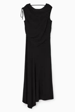 ASYMMETRISCHES MAXIKLEID MIT WASSERFALLAUSSCHNITT