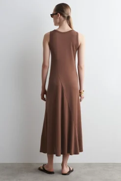 ASYMMETRISCHES MIDIKLEID AUS JERSEY