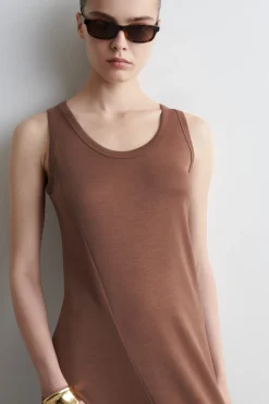 ASYMMETRISCHES MIDIKLEID AUS JERSEY