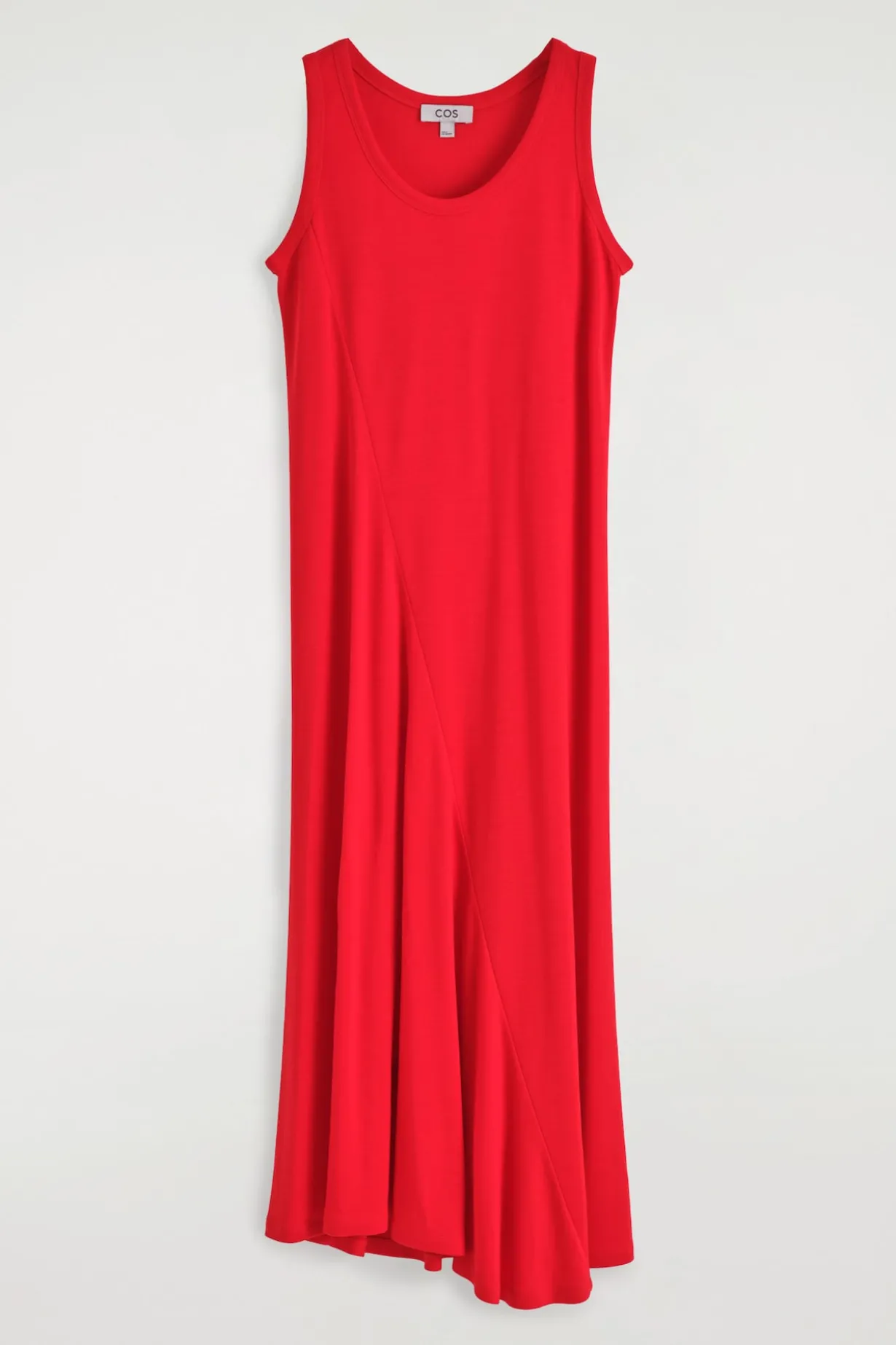 ASYMMETRISCHES MIDIKLEID AUS JERSEY