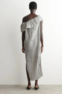 ASYMMETRISCHES SEIDENKLEID MIT FALTEN