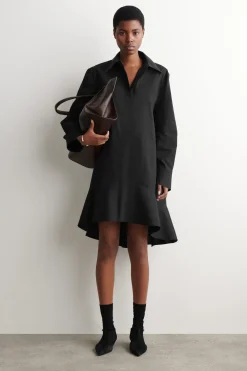 AUSGESTELLTES HEMDKLEID AUS BAUMWOLLE IN MINILÄNGE