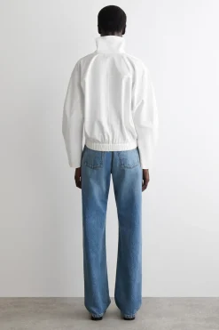 BAUMWOLLBLUSE MIT DRAPIERTEM KRAGEN