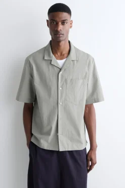 BAUMWOLLBLUSE MIT REVERS-KRAGEN