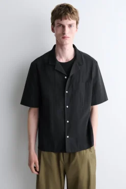 BAUMWOLLBLUSE MIT REVERS-KRAGEN