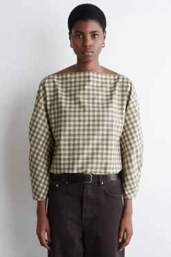 BAUMWOLLBLUSE MIT U-BOOT-AUSSCHNITT