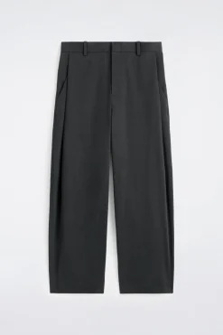BAUMWOLLHOSE MIT WEITEM BEIN UND FALTEN
