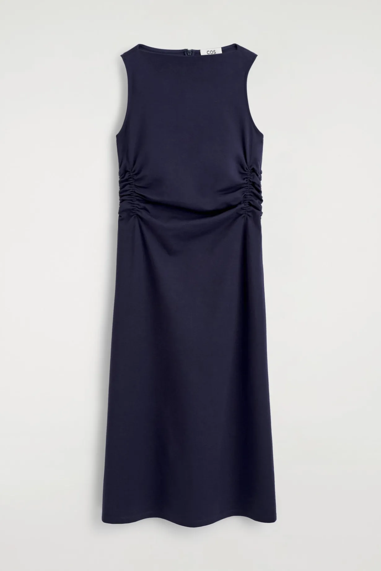 BAUMWOLLJERSEY-MIDIKLEID MIT RÜSCHEN AN DER TAILLE