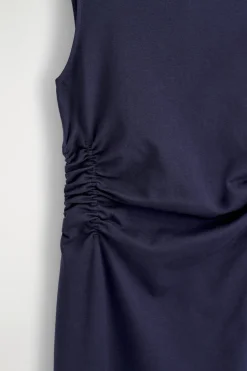 BAUMWOLLJERSEY-MIDIKLEID MIT RÜSCHEN AN DER TAILLE