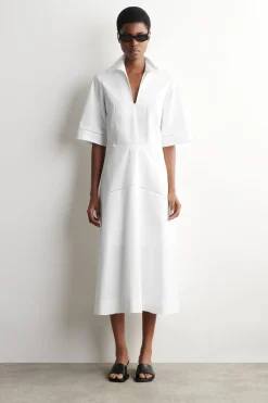 BESTICKTES MIDIKLEID AUS PIMA-BAUMWOLLE