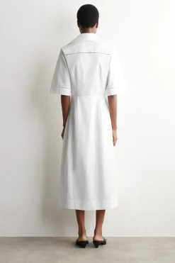 BESTICKTES MIDIKLEID AUS PIMA-BAUMWOLLE