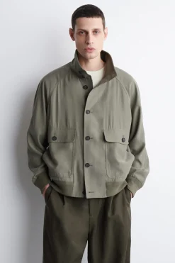 BLOUSONJACKE AUS TWILL MIT STEHKRAGEN