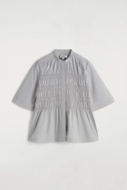 BLUSE AUS BAUMWOLLE MIT RAFFUNGEN