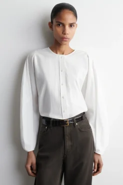 BLUSE AUS PIMA-BAUMWOLLE MIT FALTEN
