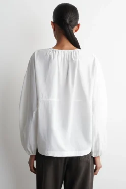BLUSE AUS PIMA-BAUMWOLLE MIT FALTEN