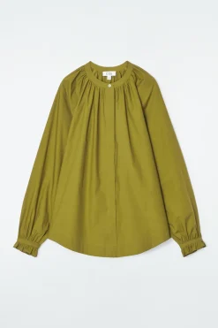 BLUSE MIT GERAFFTEN ÄRMELABSCHLÜSSEN