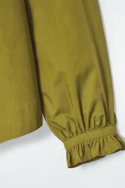 BLUSE MIT GERAFFTEN ÄRMELABSCHLÜSSEN