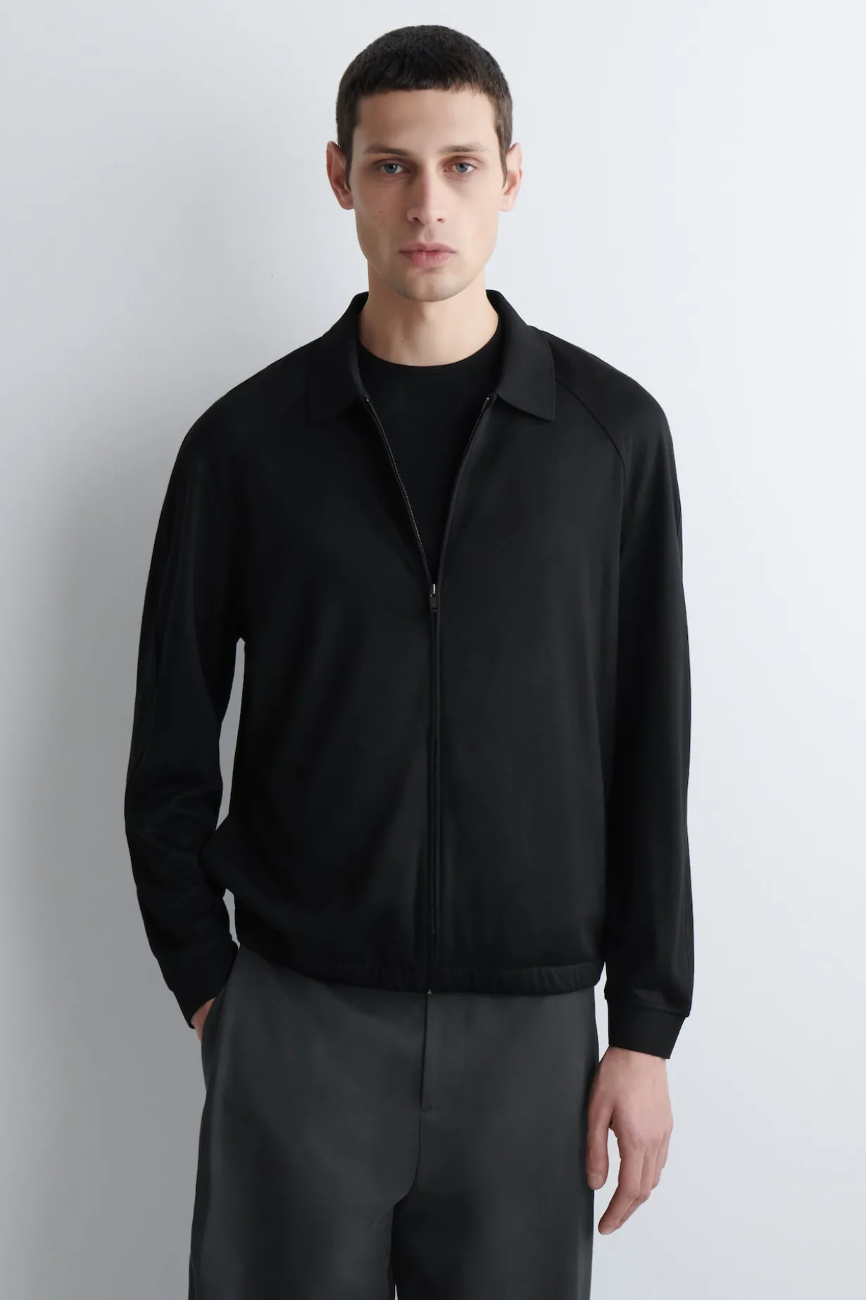 BOMBERJACKE AUS WOLLJERSEY