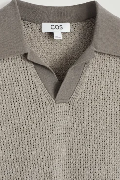 BOUCLÉ-POLOSHIRT MIT LOCHSTRICKMUSTER