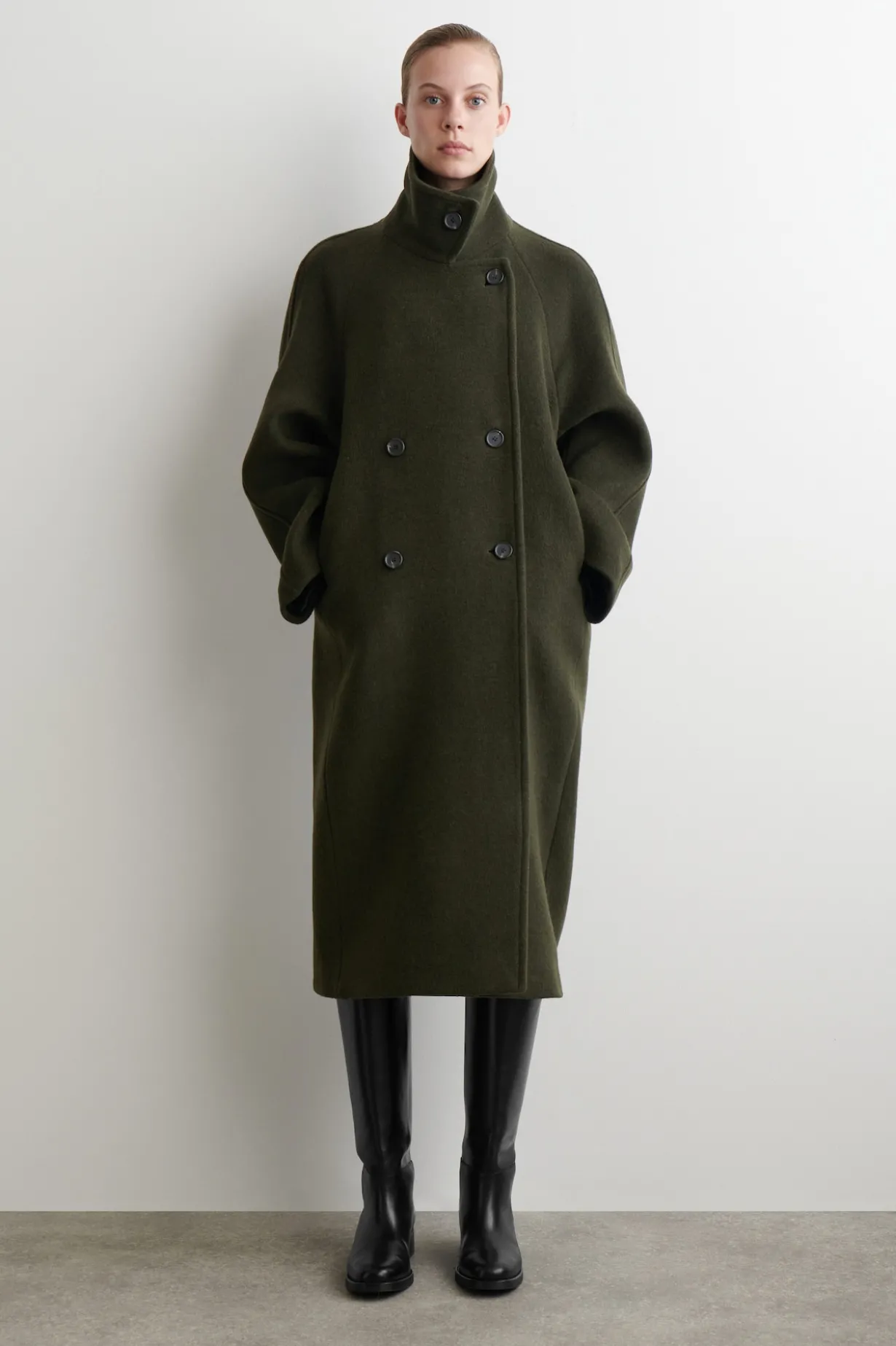 DOPPELREIHIGER LANGER OVERSIZED-MANTEL AUS WOLLE