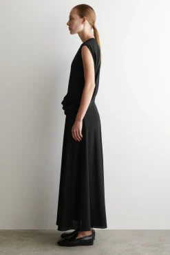 DRAPIERTES MAXIKLEID AUS SEIDE
