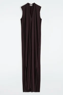 DRAPIERTES MAXIKLEID MIT V-AUSSCHNITT