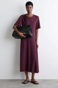 DRAPIERTES MIDIKLEID AUS BAUMWOLLE