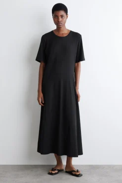DRAPIERTES MIDIKLEID AUS BAUMWOLLE