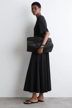 DRAPIERTES MIDIKLEID AUS BAUMWOLLE