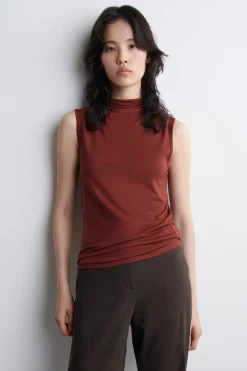 DRAPIERTES TANKTOP MIT ROLLKRAGEN