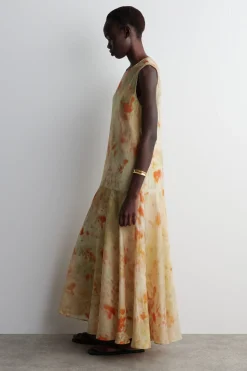 DURCHSCHEINENDES MAXIKLEID MIT FLORALEM PRINT