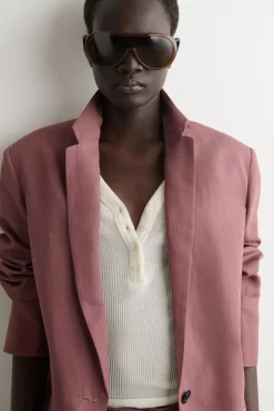 EINREIHIGER BLAZER AUS LEINEN-MIX