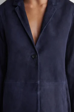 EINREIHIGER BLAZER AUS VELOURSLEDER