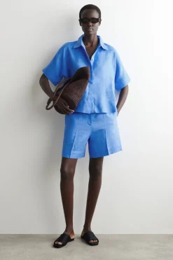 ELEGANTE LEINENSHORTS MIT ELASTISCHEM BUND