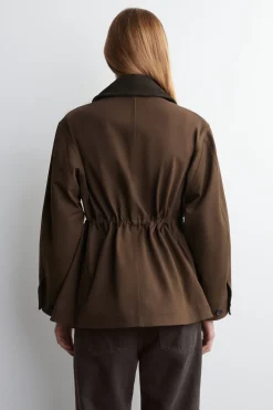 FELDJACKE MIT KRAGEN AUS VELOURSLEDER