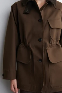 FELDJACKE MIT KRAGEN AUS VELOURSLEDER
