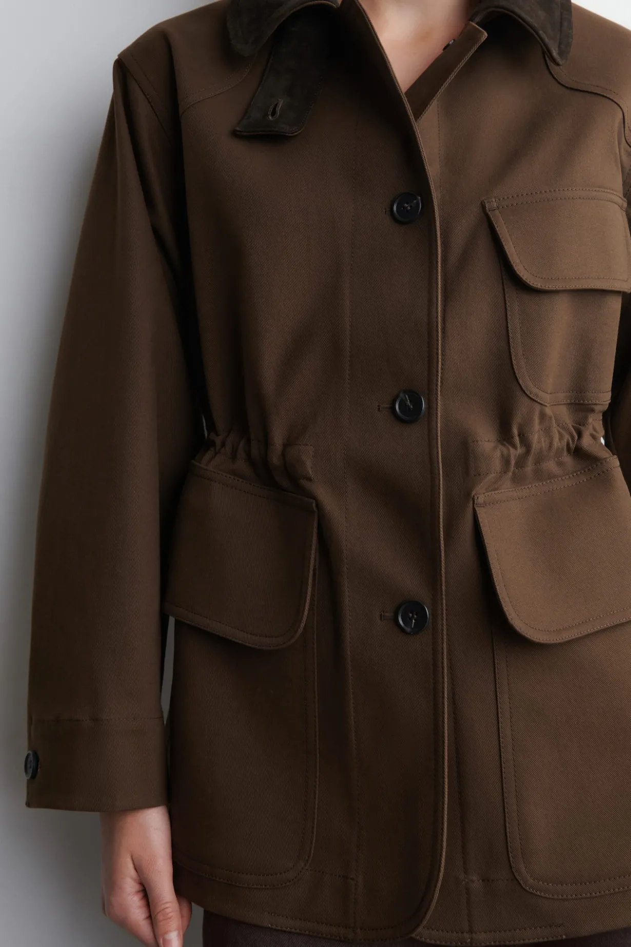 FELDJACKE MIT KRAGEN AUS VELOURSLEDER