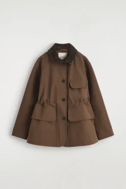 FELDJACKE MIT KRAGEN AUS VELOURSLEDER