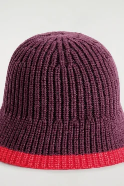 FISCHERHUT AUS WOLL-MOHAIR-MIX MIT KONTRASTPARTIE