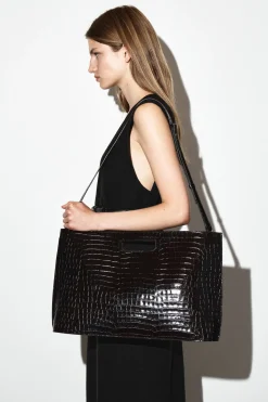 FOLIO OVERSIZED-TASCHE - LEDER IN KROKODILOPTIK