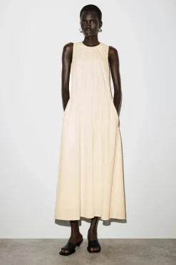 GERAFFTES, GESTUFTES MAXIKLEID AUS BAUMWOLLE