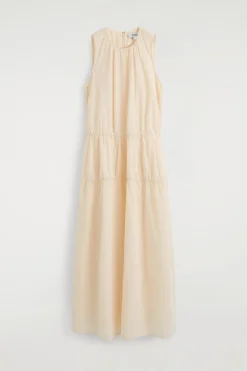 GERAFFTES, GESTUFTES MAXIKLEID AUS BAUMWOLLE