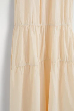 GERAFFTES, GESTUFTES MAXIKLEID AUS BAUMWOLLE