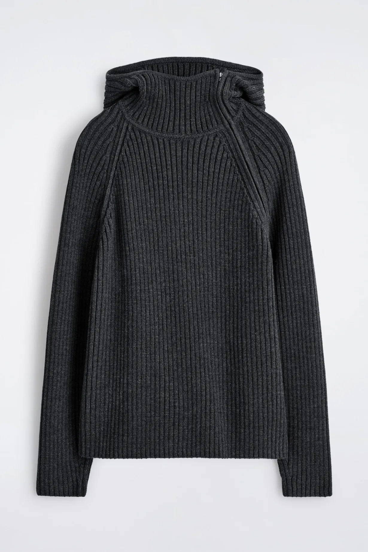 GERIPPTER KAPUZENPULLOVER AUS WOLL-BAUMWOLL-MIX