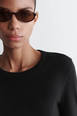 GERIPPTES LANGARMSHIRT AUS JERSEY