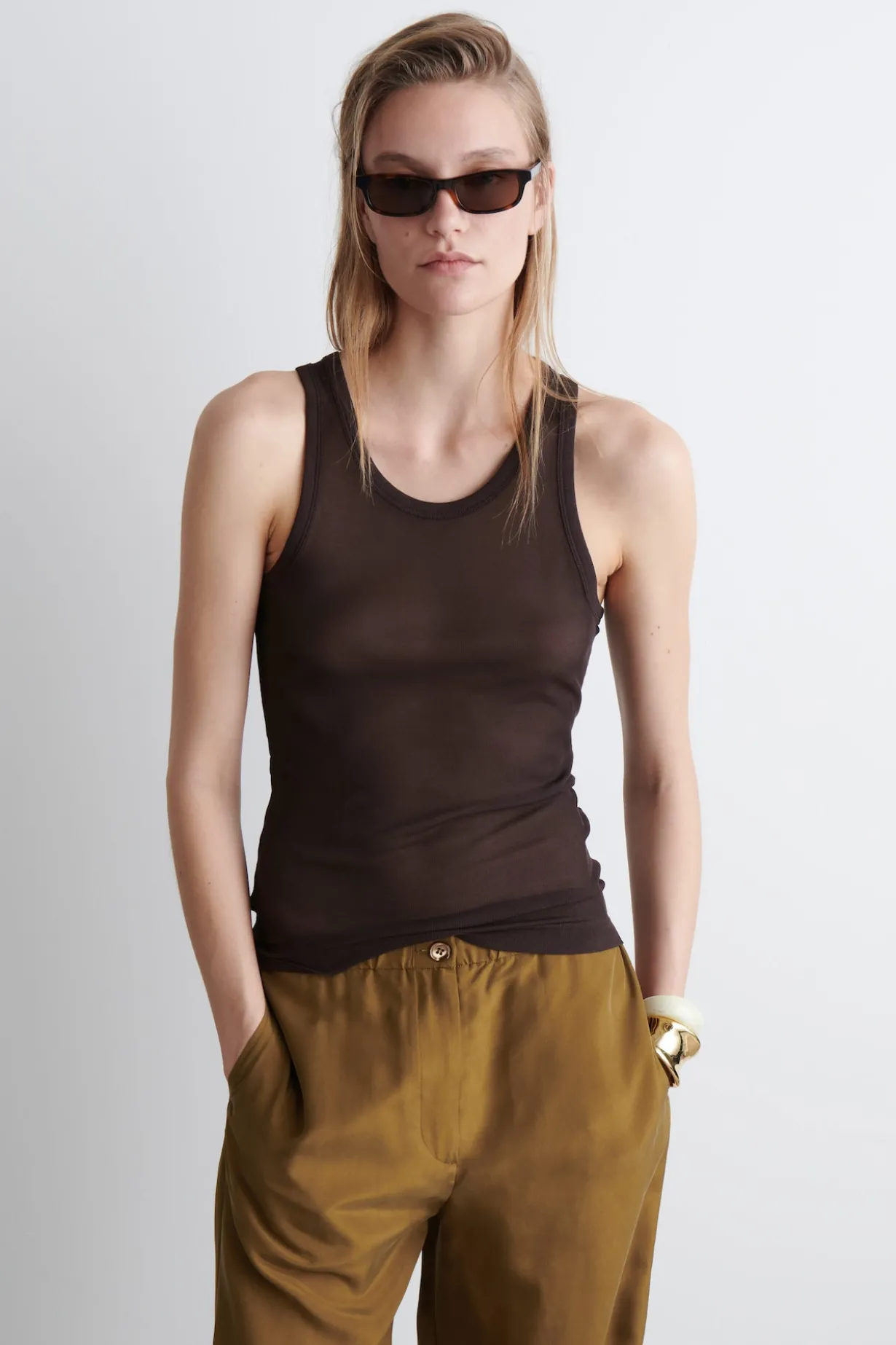 GERIPPTES TANKTOP AUS SEIDE