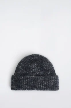 GESTREIFTE BEANIE AUS GEBÜRSTETEM WOLL-MIX