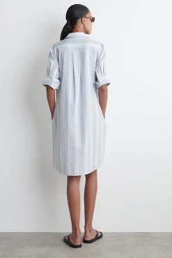 GESTREIFTES HEMDKLEID MIT KURZEN ÄRMELN